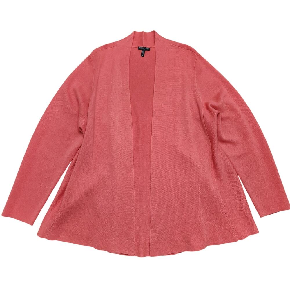 Eileen Fisher Flora Open Knit Cascade Jacket Cardigan Size 3X Silk OrganicCotton